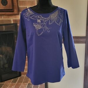 Chico's blue beaded shirt